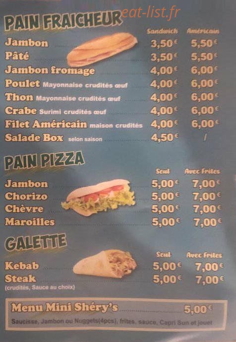 Shery's Frites — carte page 3