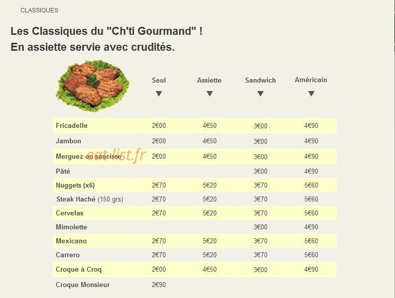 Au CH'TI Gourmand — carte page 5