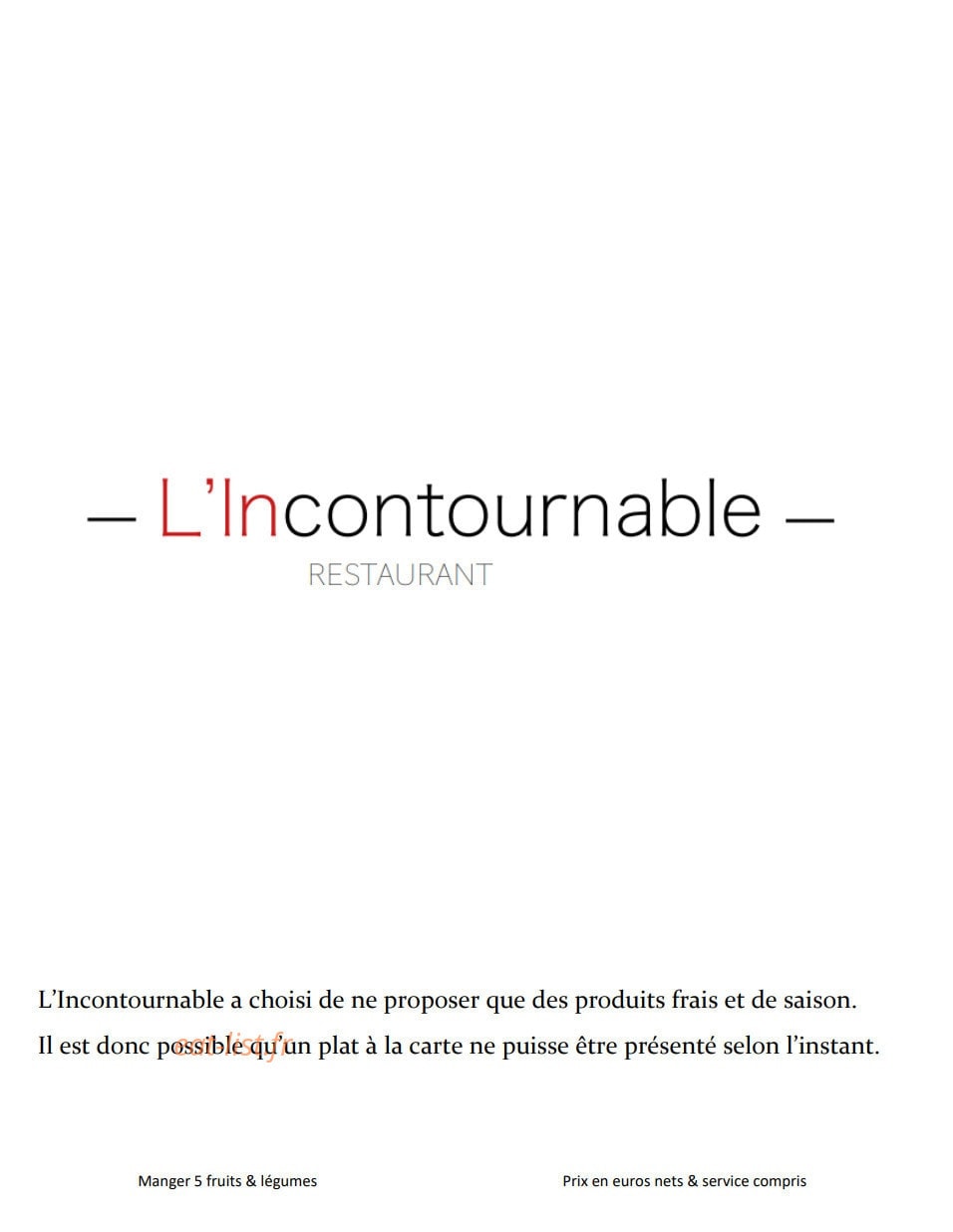 L'incontournable — carte page 1