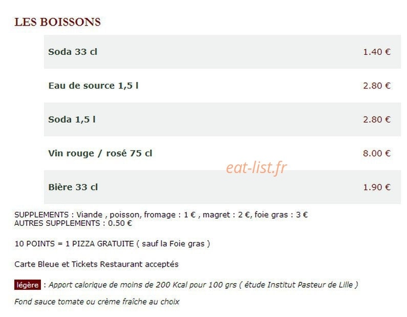 Le Kiosque à Pizzas — carte page 6