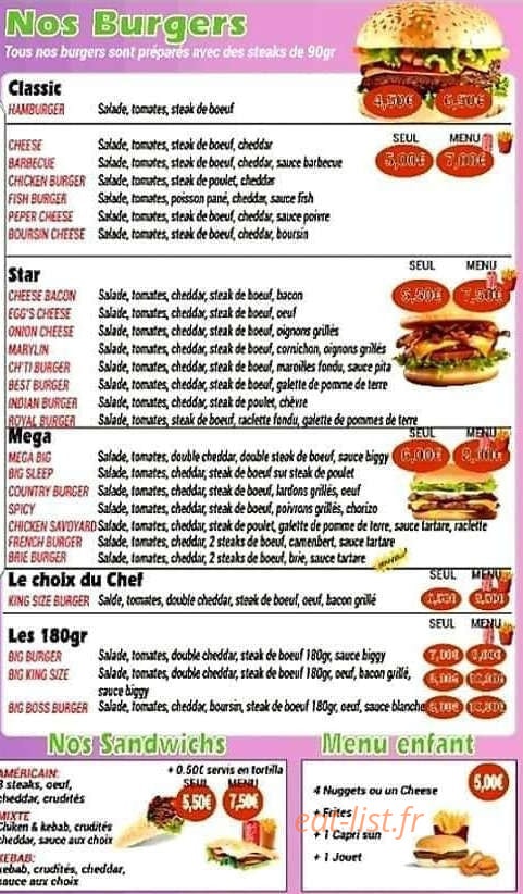 Pizza Royal Burger — carte page 2