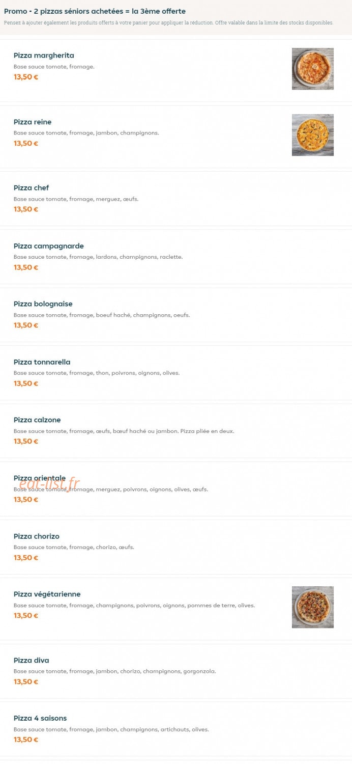Allo Pizza — carte page 1