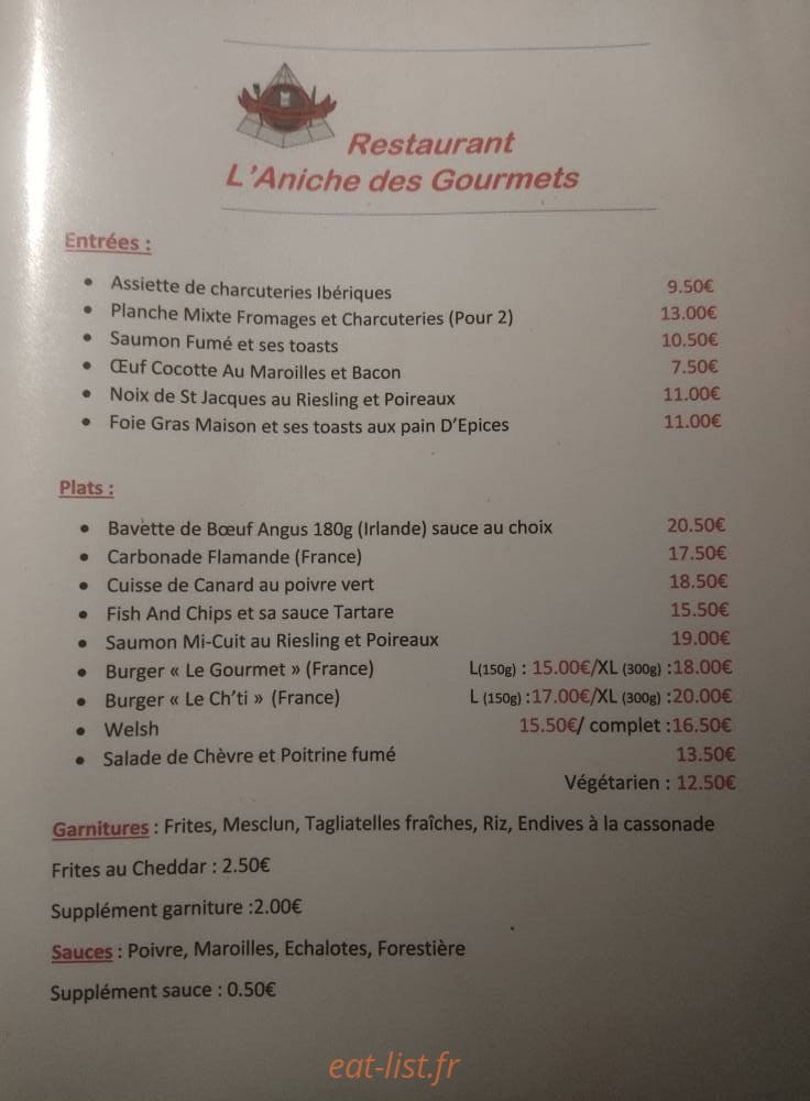 L'aniche des gourmets — carte page 2