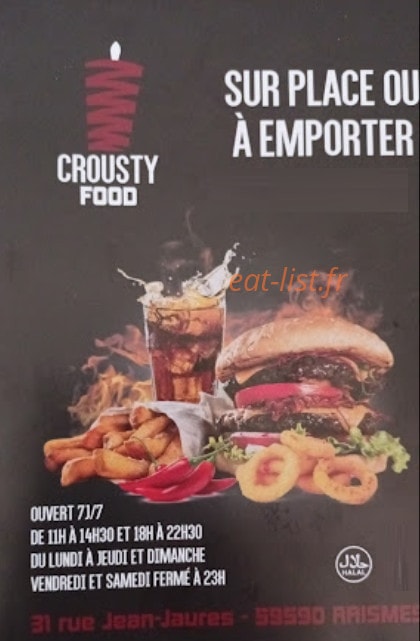 Crousty food — carte page 1