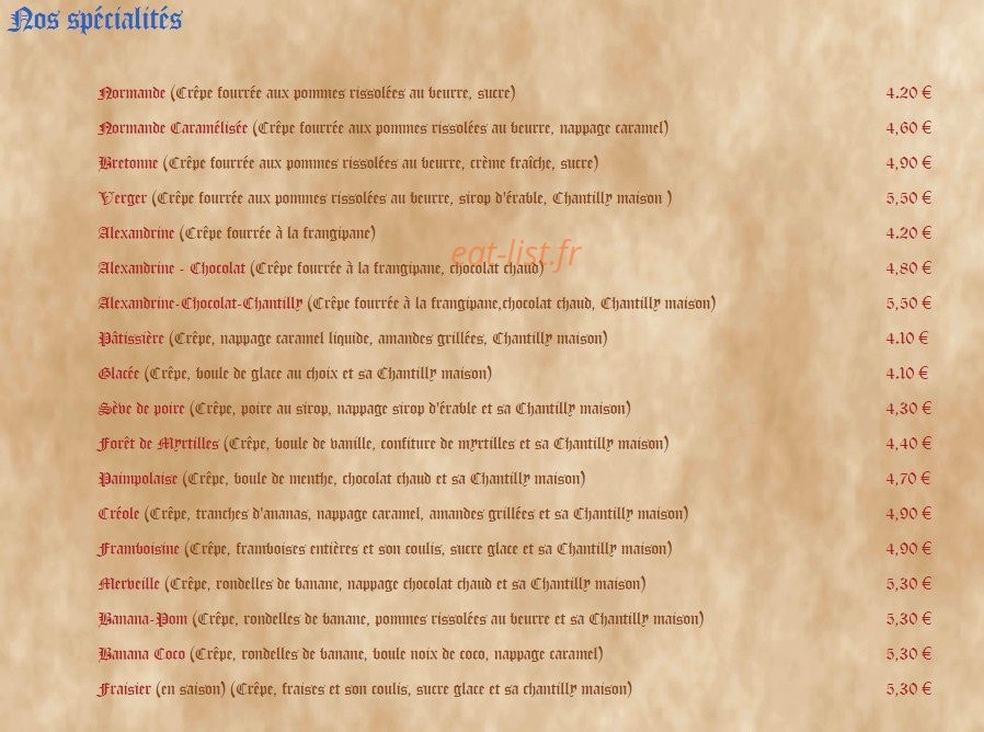 Crêperie Bretonne — carte page 7