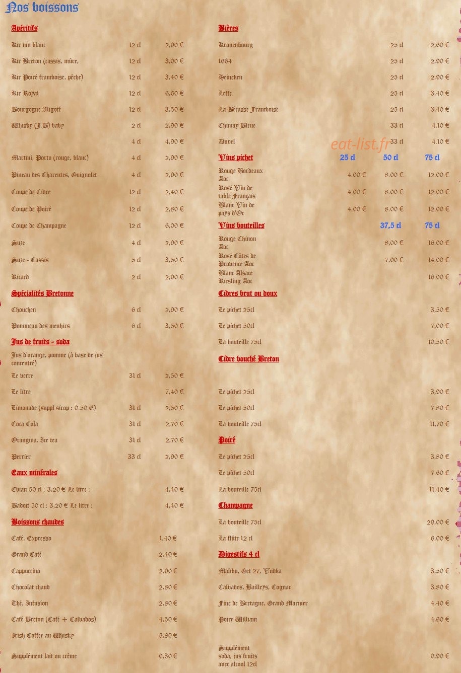 Crêperie Bretonne — carte page 9