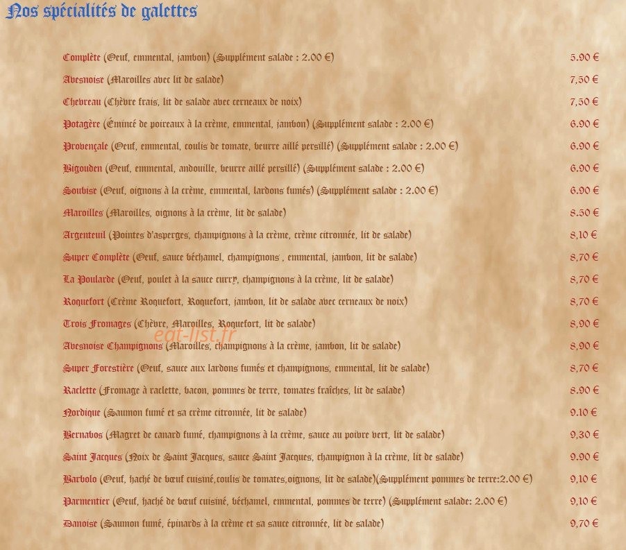 Crêperie Bretonne — carte page 5