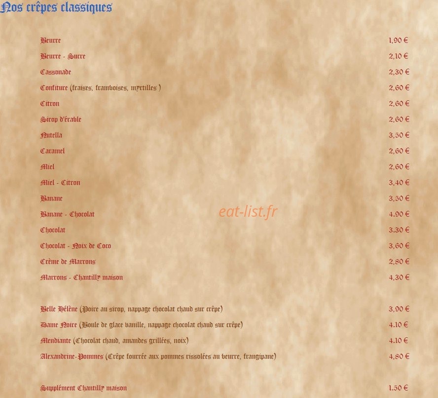 Crêperie Bretonne — carte page 6