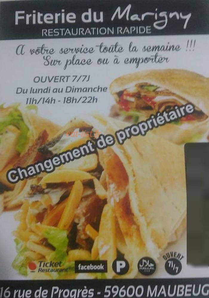 Friteries du Marigny — carte page 1