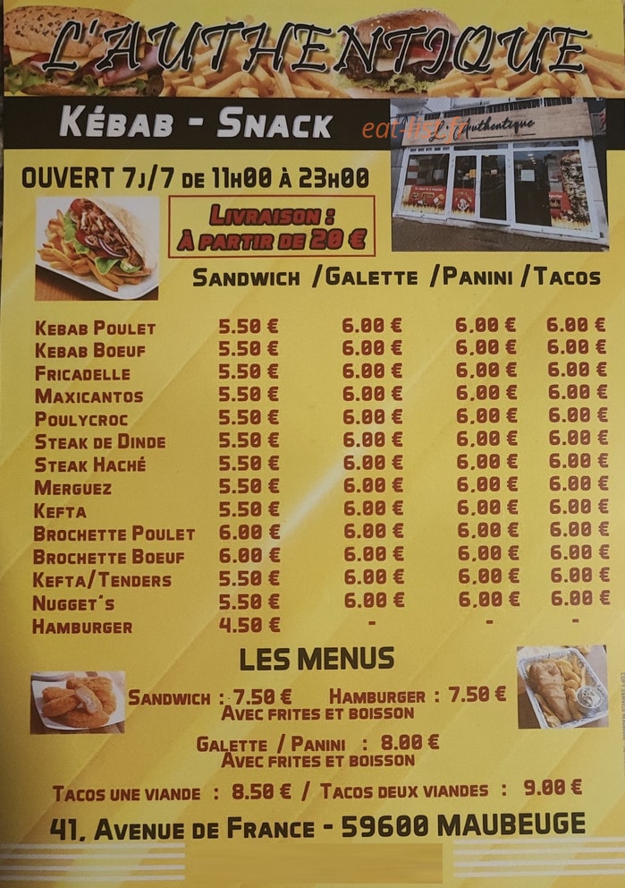 L'authentique — carte page 1