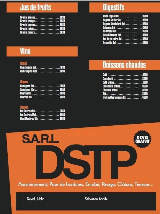 Le Macadam Bistrot — carte page 4