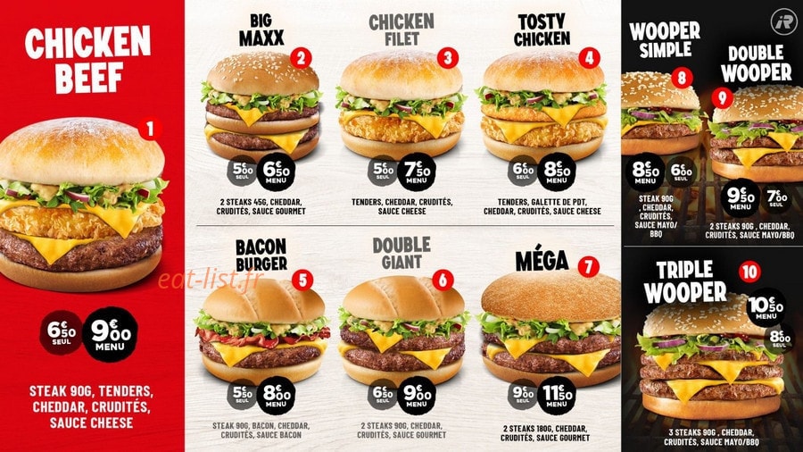 Red Burger — carte page 1