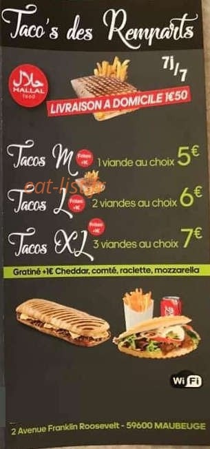 Taco's des Remparts — carte page 1