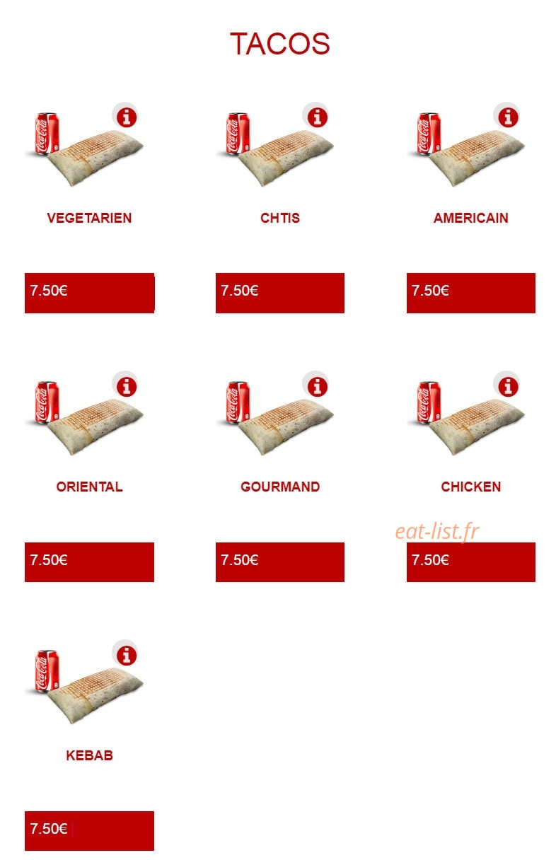 Bella food — carte page 9