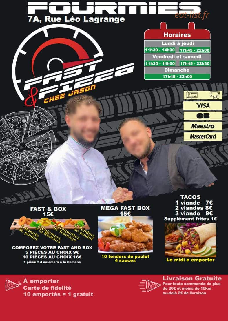 Fast and Pizza — carte page 1