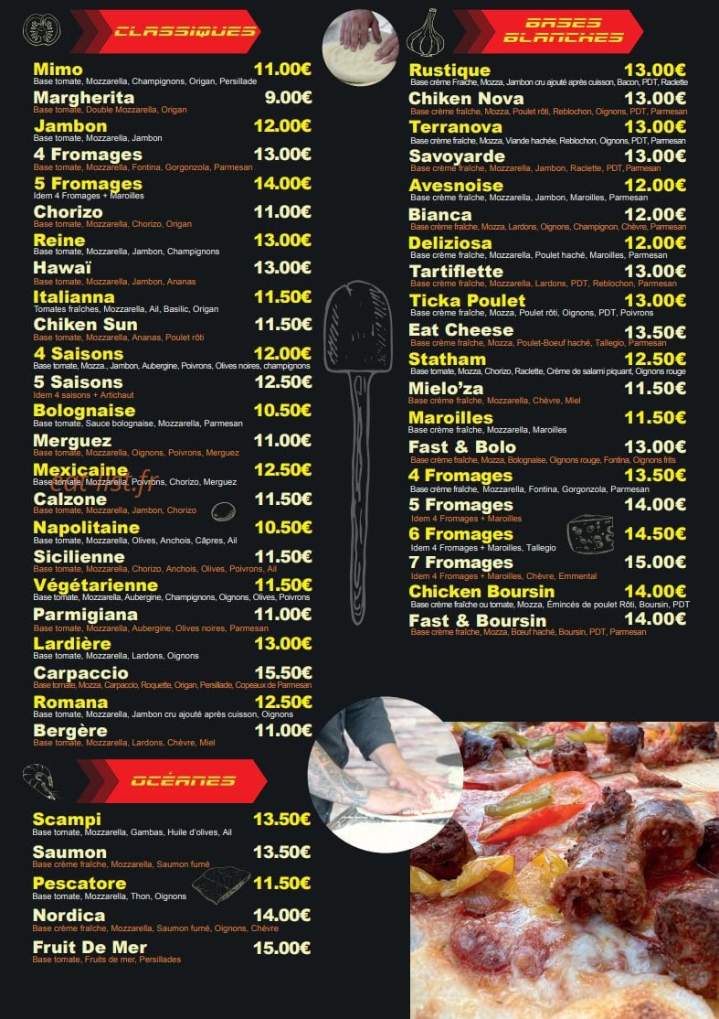 Fast and Pizza — carte page 3