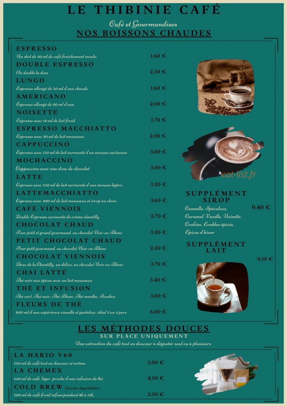 Le Thibinie Café — carte page 1