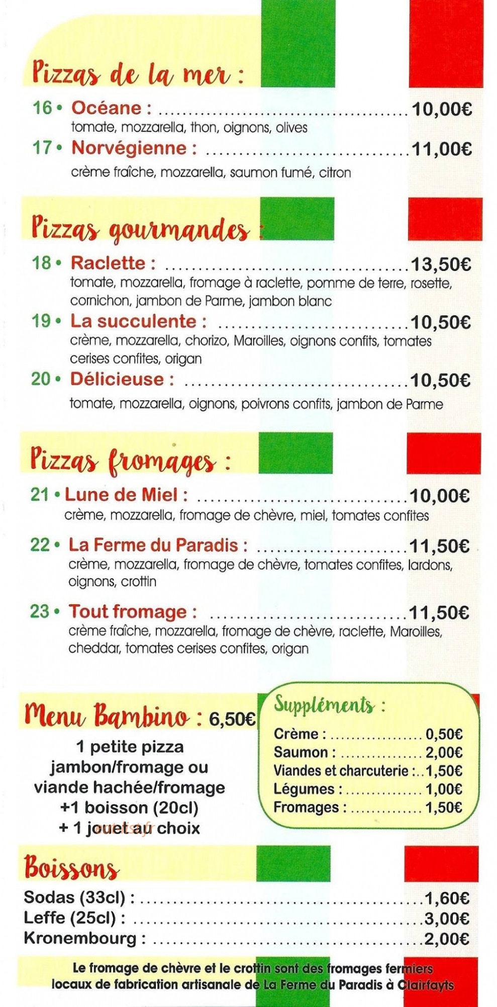 Côté Pizza — carte page 3