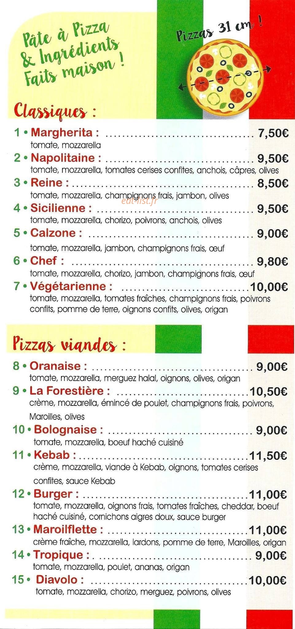 Côté Pizza — carte page 2