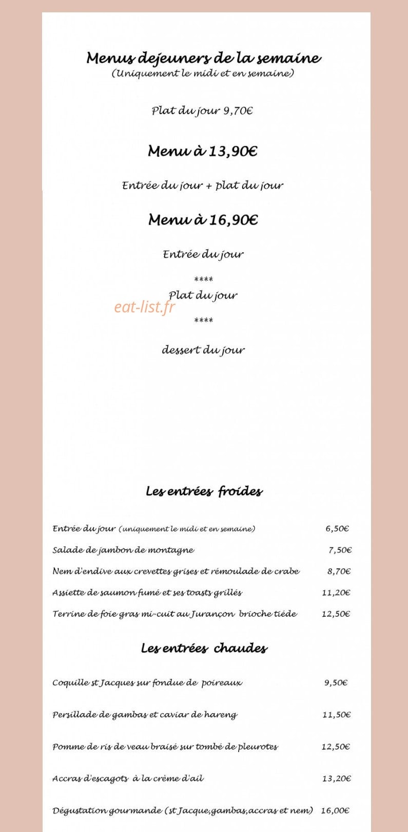 Au Clocher — carte page 1