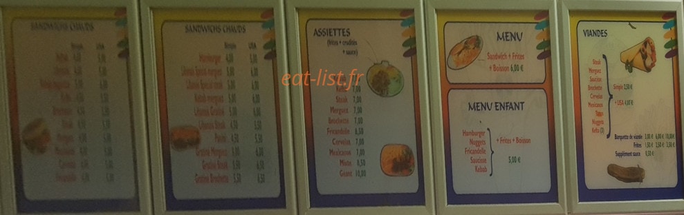 Bourbourg Kebab — carte page 1