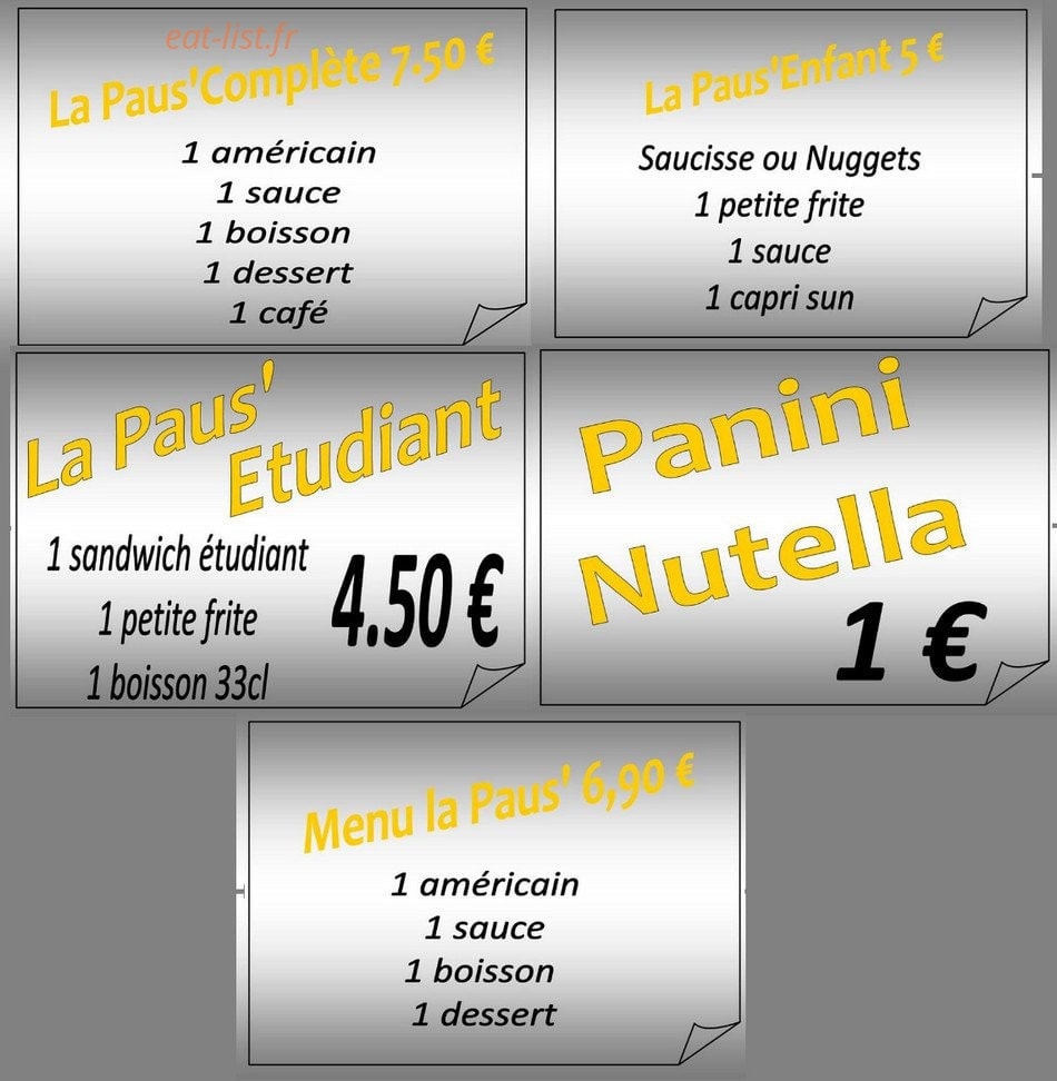 La paus'frite — carte page 3
