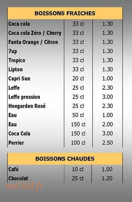 La paus'frite — carte page 2