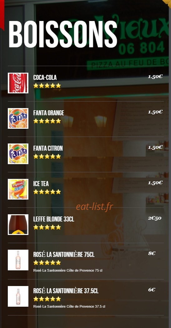 Carte et menu de Le Vieux Fournil à Merville — Les boissons