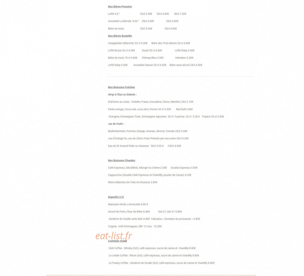Restaurant Au 70 — carte page 4