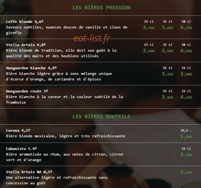 Carte et menu de Bij t' Kleintje chez la p'tite à Cassel — Les bières
