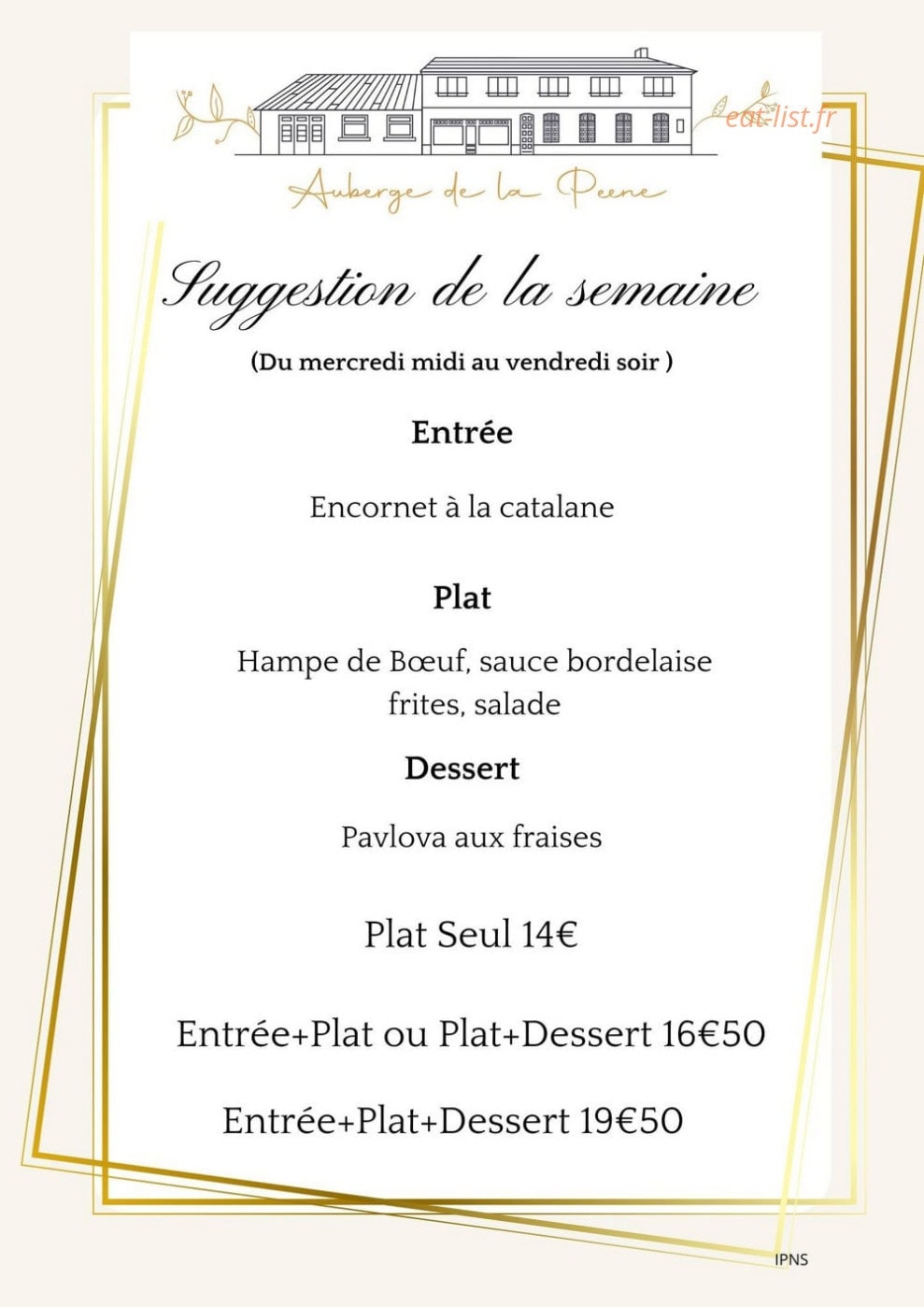 Auberge de la Peene — carte page 3