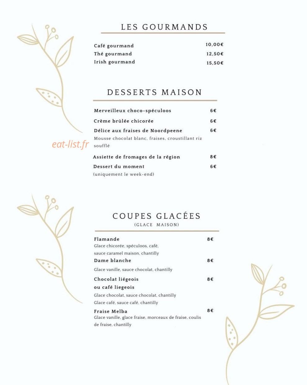 Auberge de la Peene — carte page 2