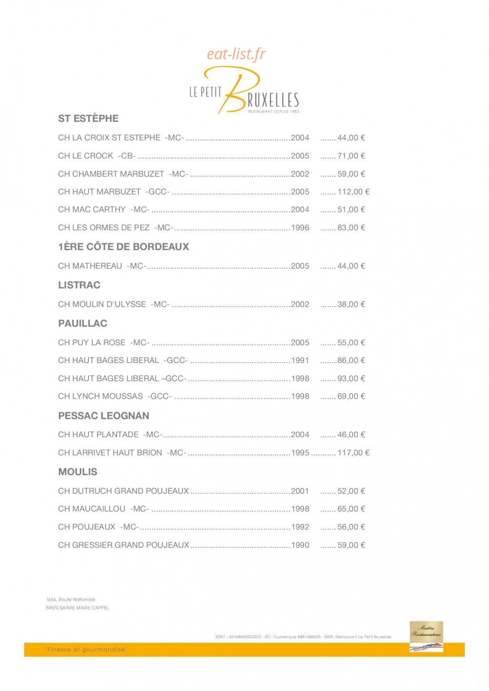 Le Petit Bruxelles — carte page 6