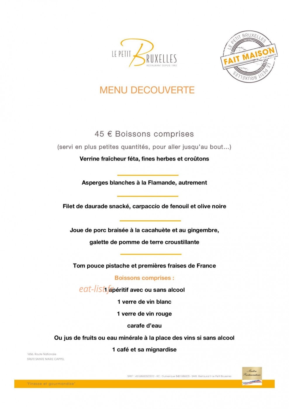 Le Petit Bruxelles — carte page 1