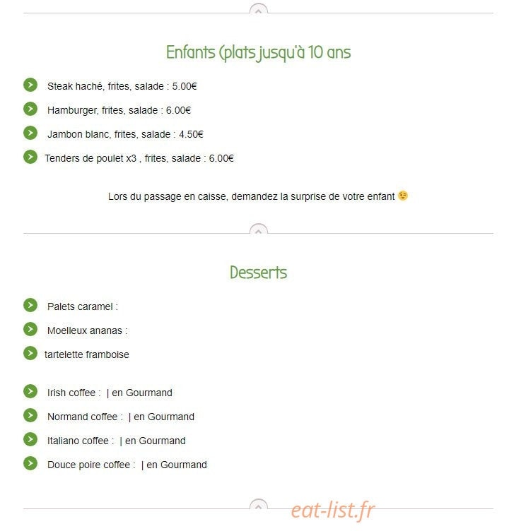 Carte et menu de Restaurant du Domaine du Faux Rieux à Ferriere la Grande — Les desserts,...