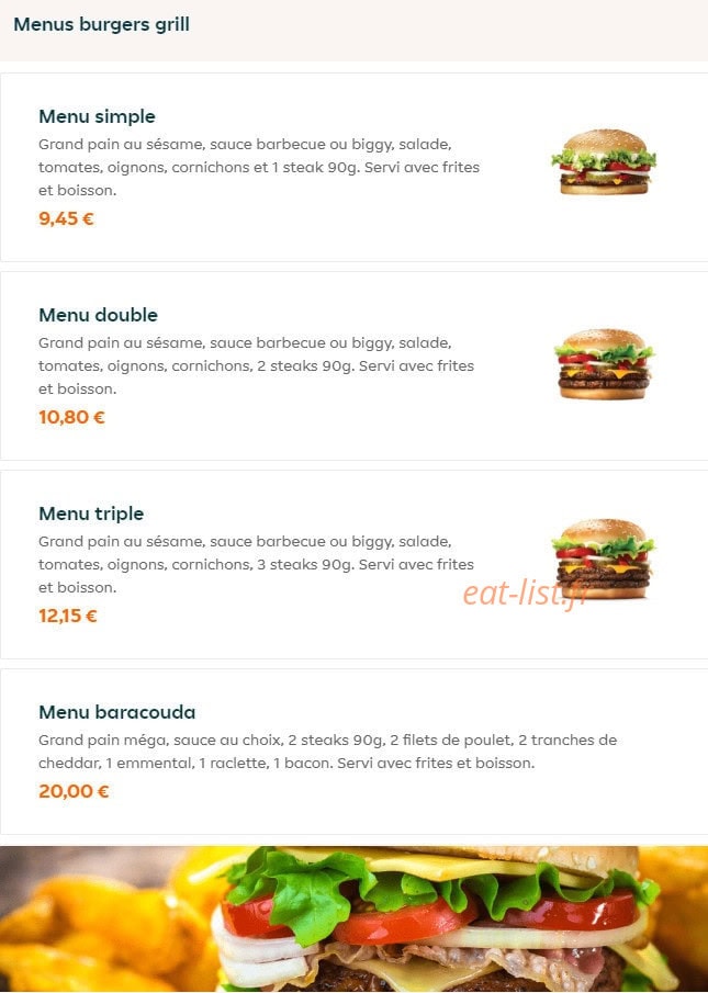 Nab's Burger — carte page 2