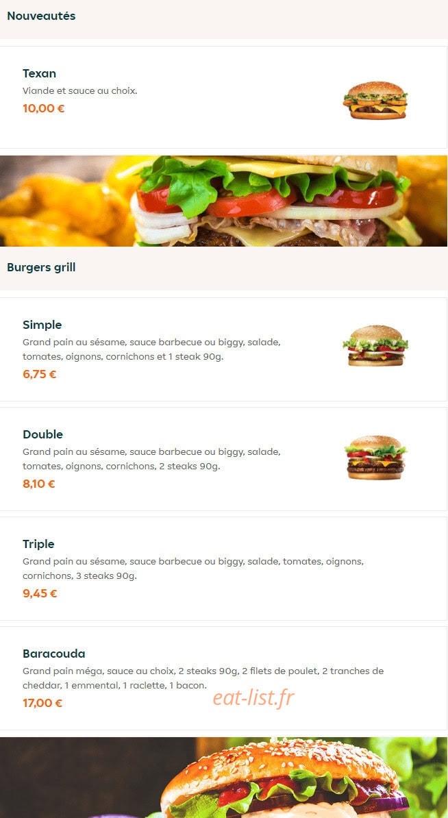 Nab's Burger — carte page 6