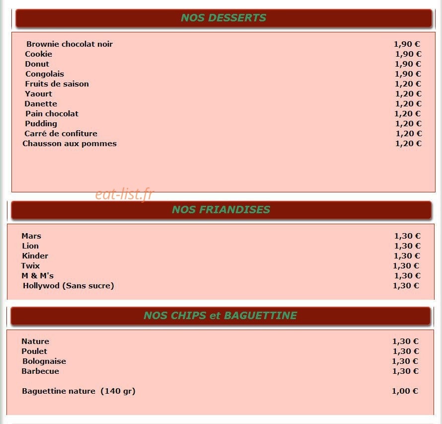 Allo Sandwich — carte page 3