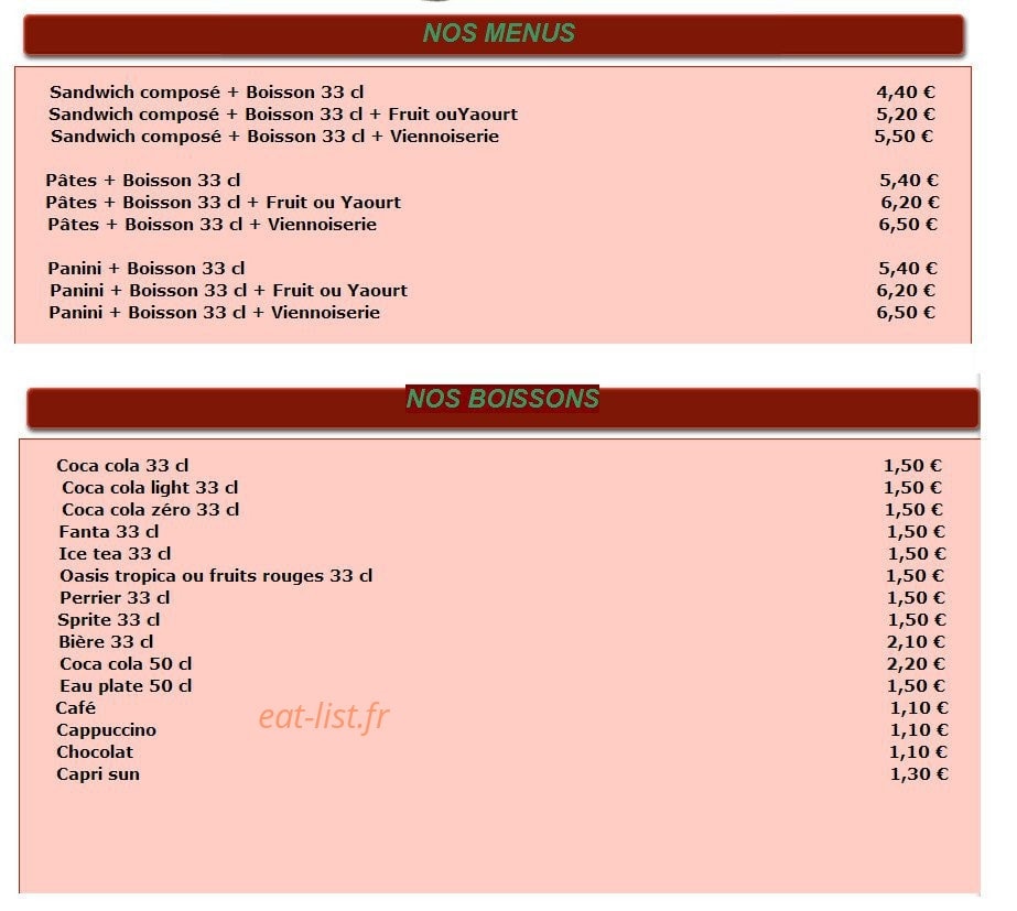 Allo Sandwich — carte page 2