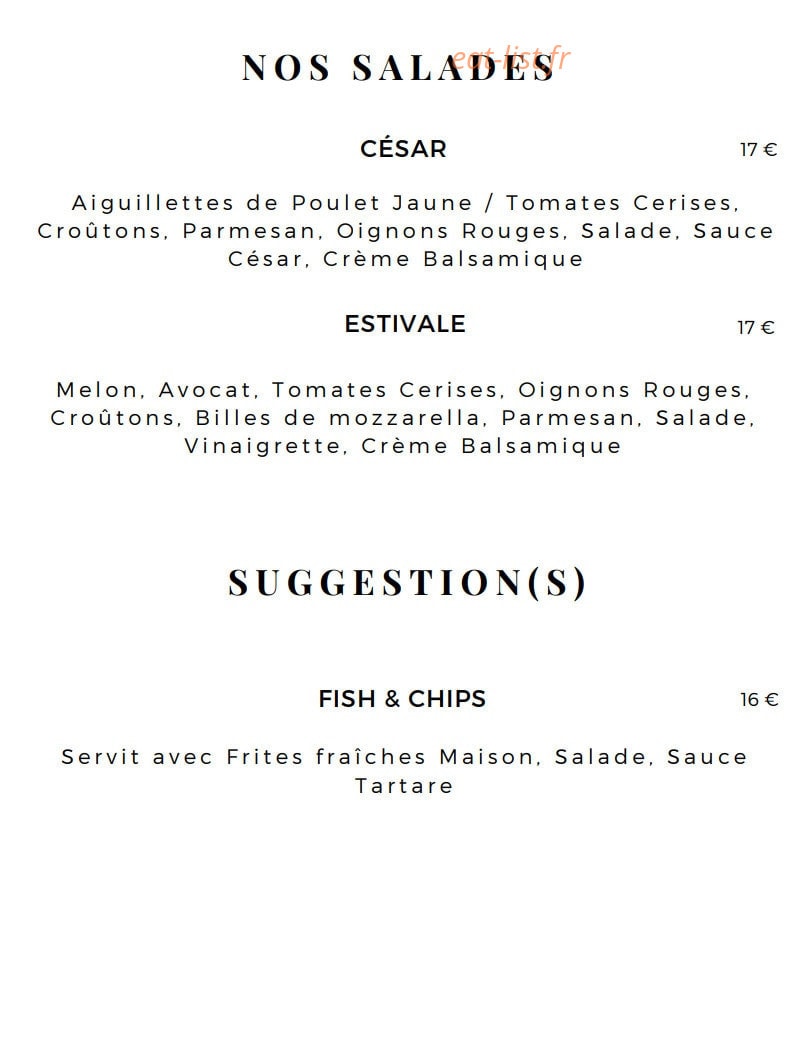 Bistrot des Artistes — carte page 2