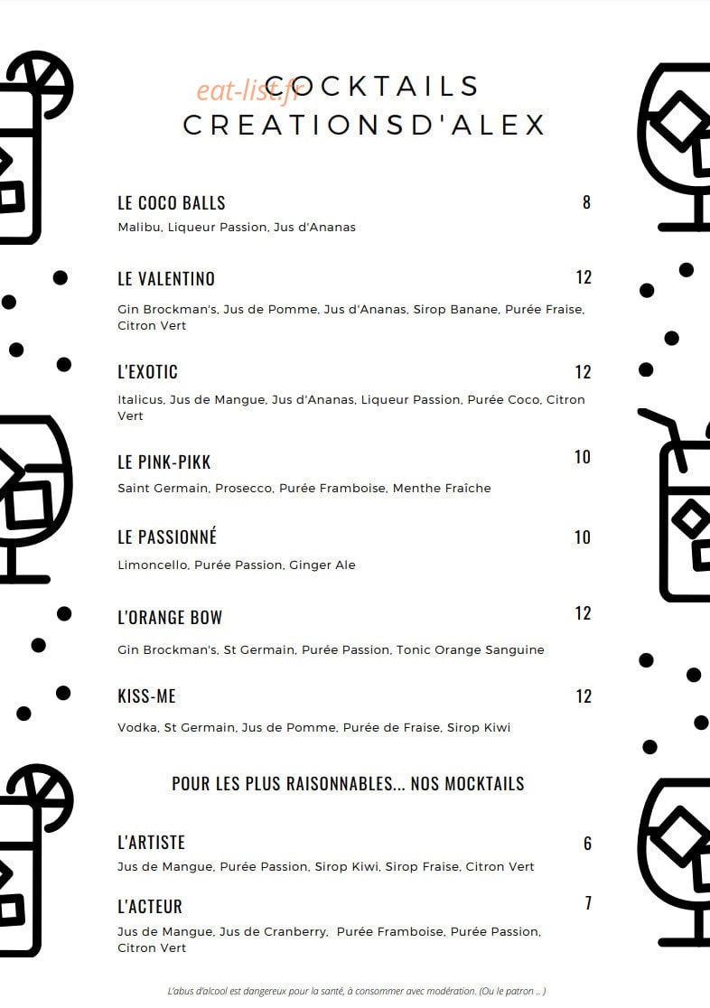 Bistrot des Artistes — carte page 10