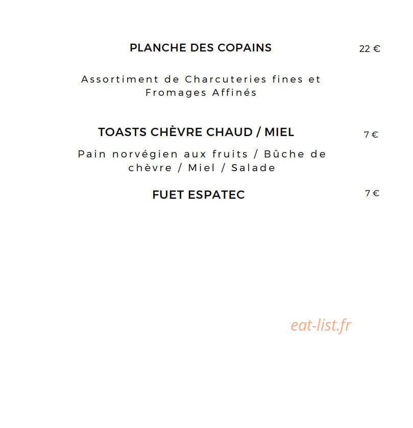 Bistrot des Artistes — carte page 4