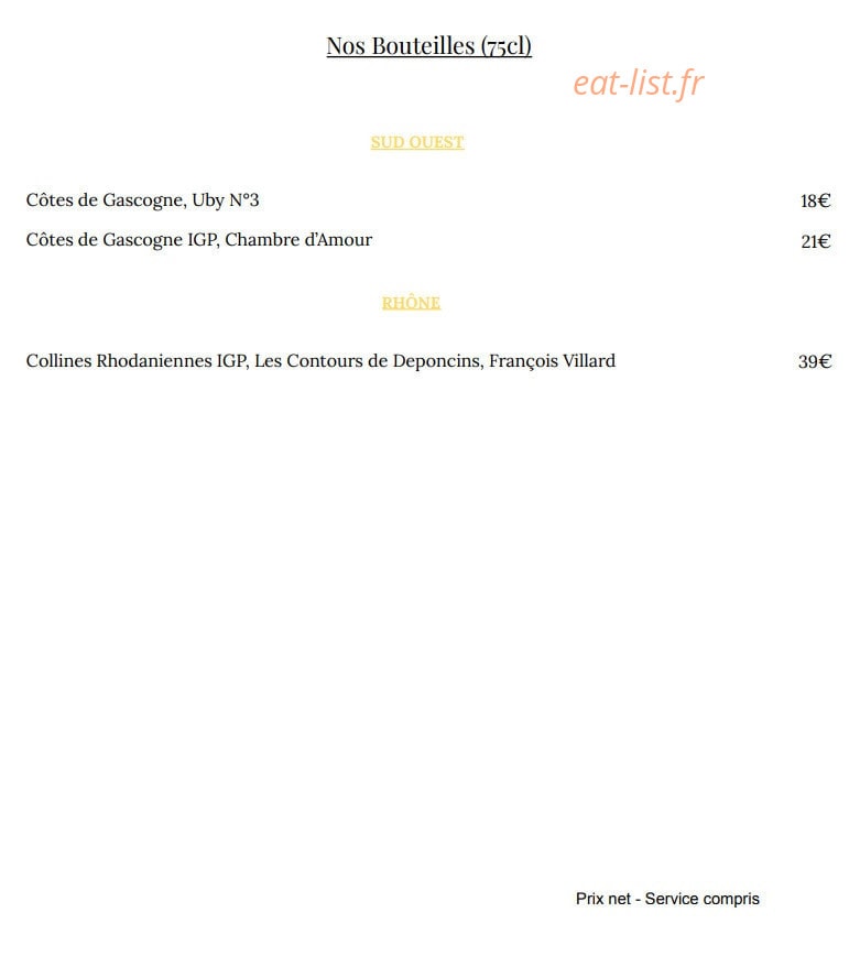 Bistrot des Artistes — carte page 12