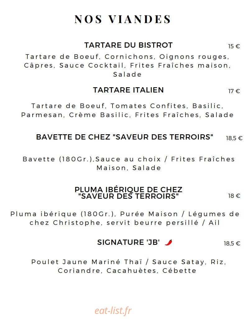 Bistrot des Artistes — carte page 6