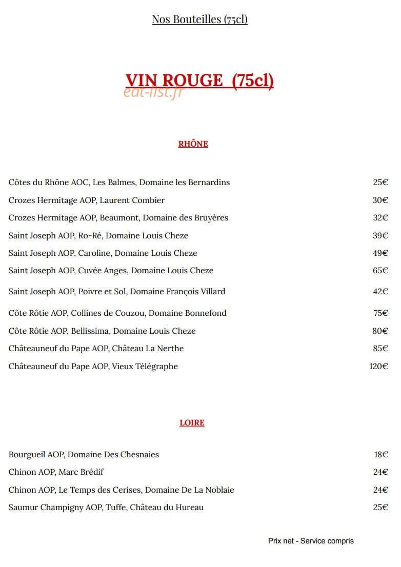 Bistrot des Artistes — carte page 13