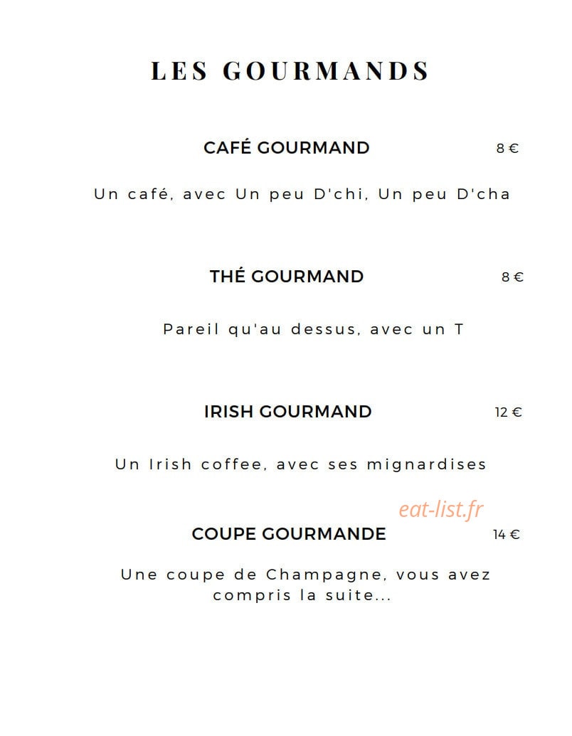 Bistrot des Artistes — carte page 5