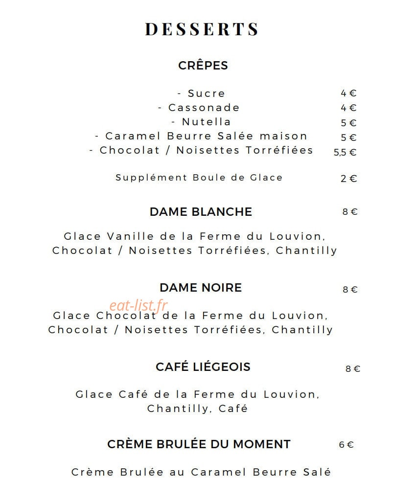 Bistrot des Artistes — carte page 8