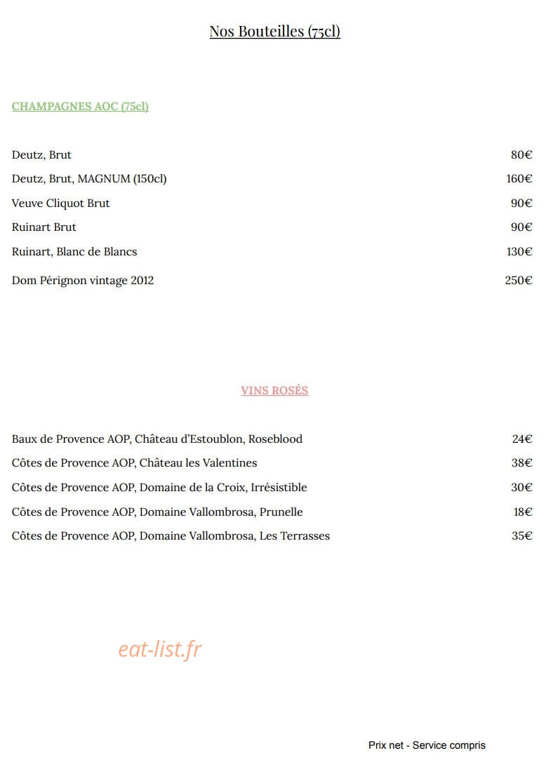 Bistrot des Artistes — carte page 15