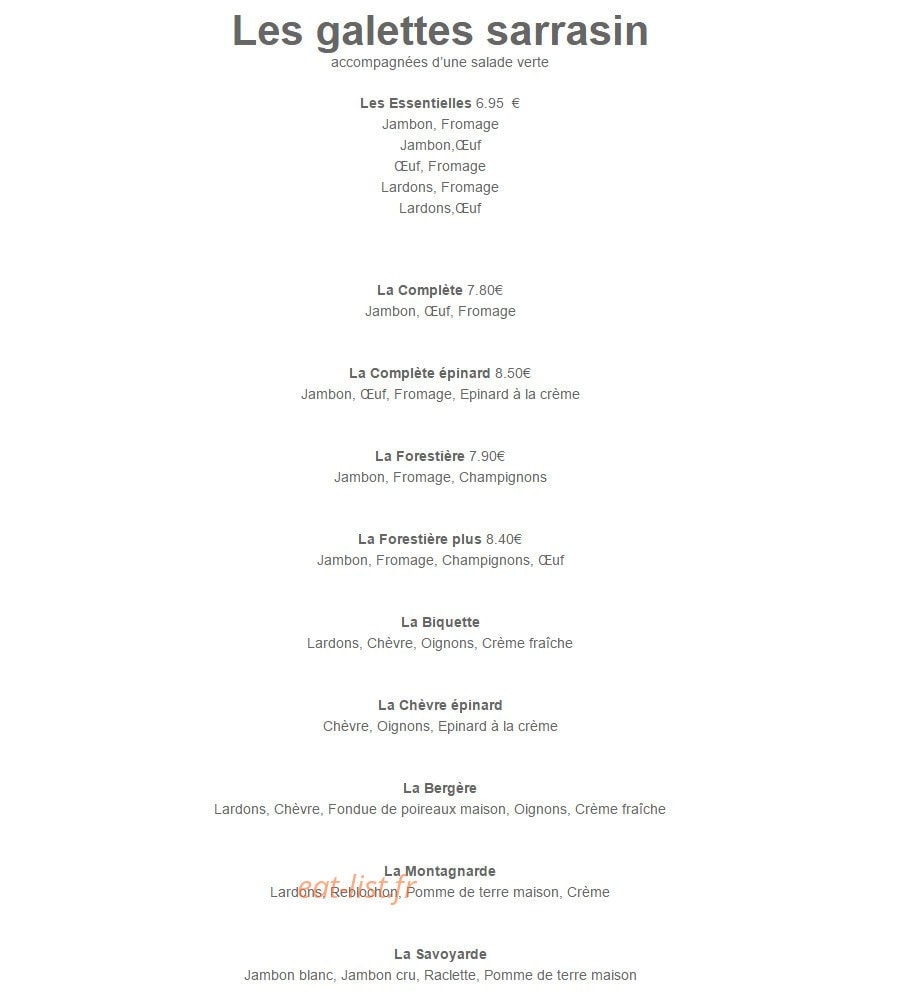 Crêperie Fleur de Sel — carte page 4