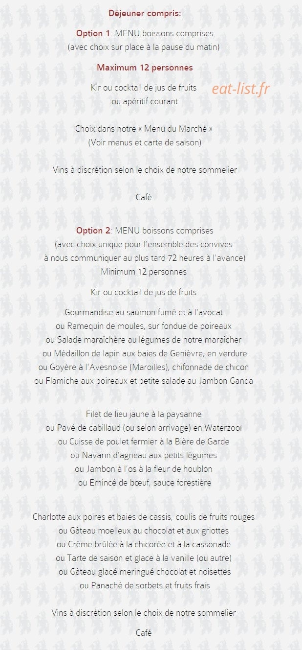 L Auberge de la Garenne — carte page 27